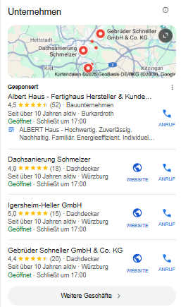 Optimierter Google My Business Eintrag für Handwerker in Würzburg für mehr lokale Sichtbarkeit